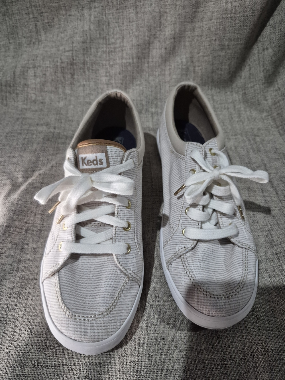 Keds White Canvas Lace-Up Sneakers